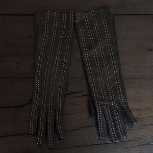 NEW Anne Klein 100% long elbow leather gloves L